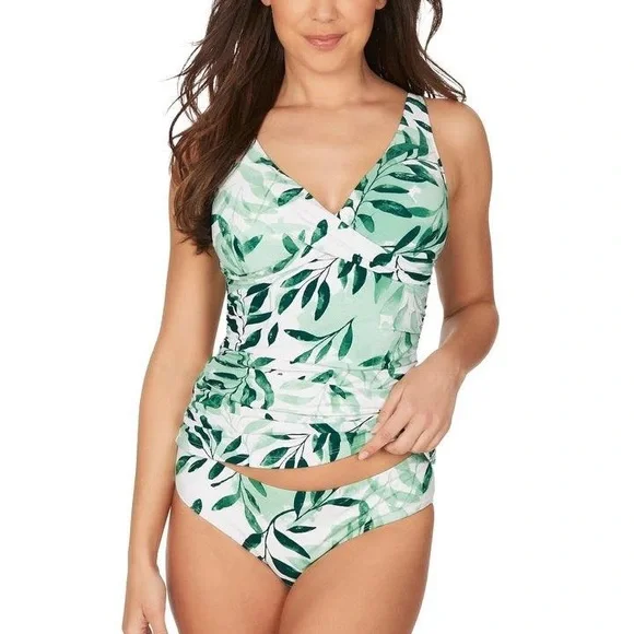 Nip Tuck Oasis Delores Tankini Green Singlet size 10 green white - Picture 2 of 14